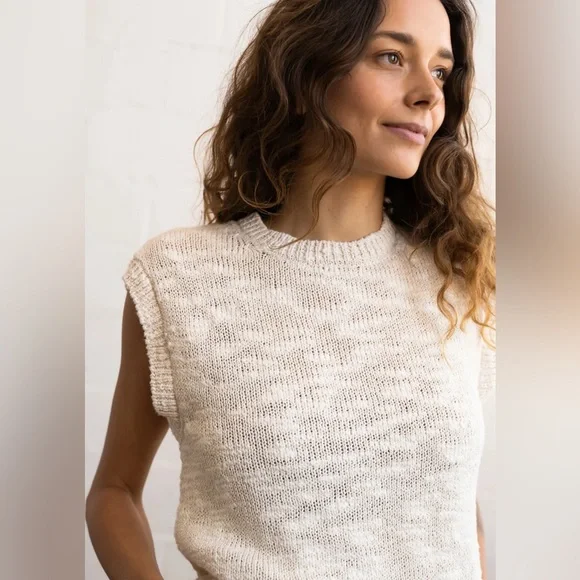 TWOTHIRDS Abang Cotton Sleeveless Knit Top - Ecru - Picture 14 of 16